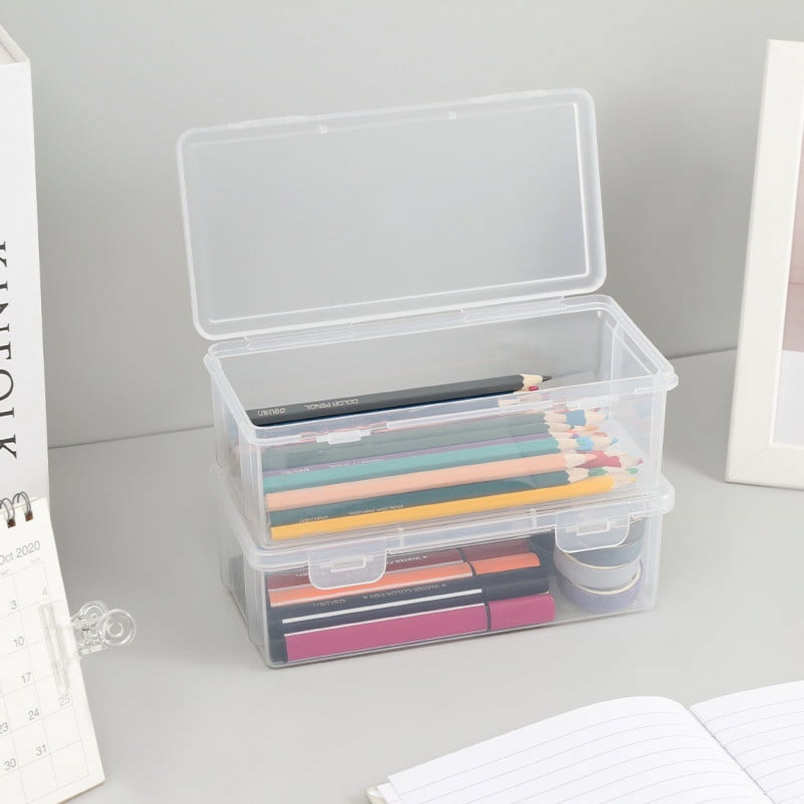 School Supplies Lzobxe Pencil Box Bilayer Plastic Pencil Box Large Capacity Pencil Boxes Clear