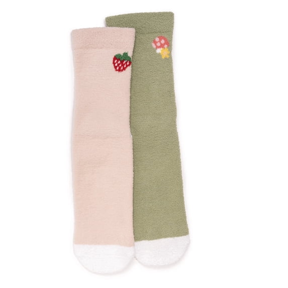 MUK LUKS Women's 2 Pack Cozy Crew Compression With Grippers