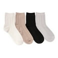 thumbnail image 1 of MUK LUKS 4 Pack Fluffy Microfiber Texture Crew Socks, 1 of 3