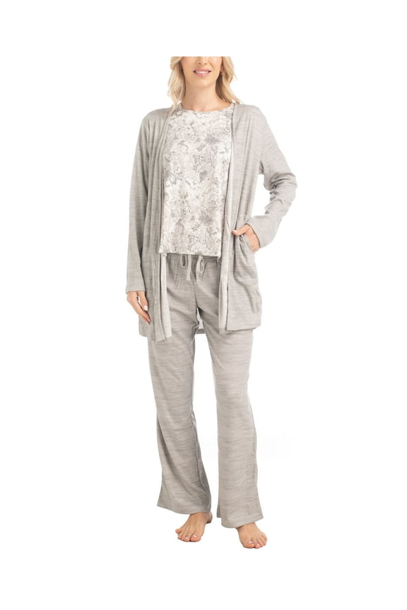 Anything 3 Piece Sleep and Lounge Set, Grey/Cotton Candy, L