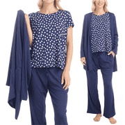 MUK LUKS Anything 3 Piece Sleep and Lounge Set, Navy Dot, M