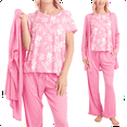 thumbnail image 1 of MUK LUKS Anything 3 Piece Sleep and Lounge Set, Pink/Lacey Floral, T/XS, 1 of 7