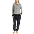 thumbnail image 1 of MUK LUKS Likely to Lounge Women's 2-Piece Pajama Set, Minky Fleece Long Sleeve and Jogger Pjs, Black/Leopard, T/2X, 1 of 6