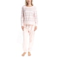 thumbnail image 1 of MUK LUKS Likely to Lounge Women's 2-Piece Pajama Set, Minky Fleece Long Sleeve and Jogger Pjs, CttnCandy/FrIsl, M, 1 of 6