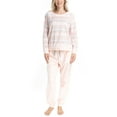 thumbnail image 1 of MUK LUKS Likely to Lounge Women's 2-Piece Pajama Set, Minky Fleece Long Sleeve and Jogger Pjs, CttnCandy/FrIsl, T/M, 1 of 6