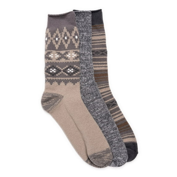 MUK LUKS Men's 3 Pair Pack Microfiber Boot Socks - Neutral, OS (10 - 13)