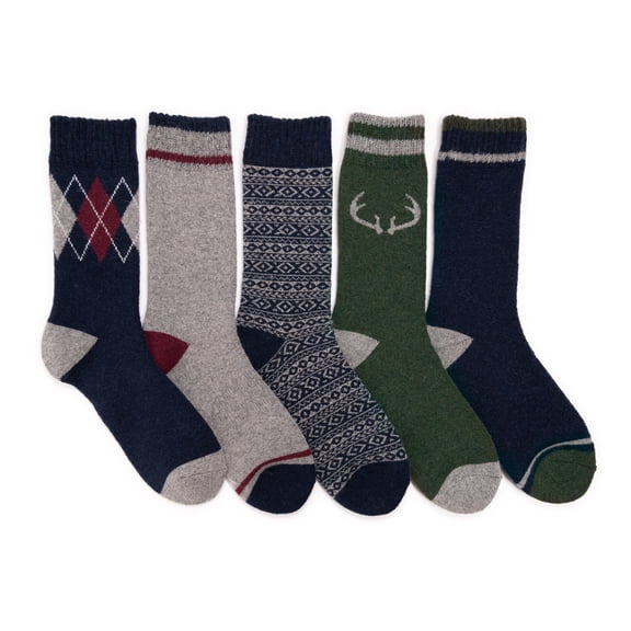 MUK LUKS Men's 5 Pack Wool Socks