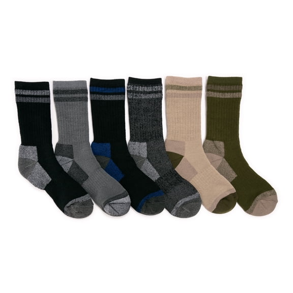 MUK LUKS Men's 6 Pack Heat Retainer Crew Socks