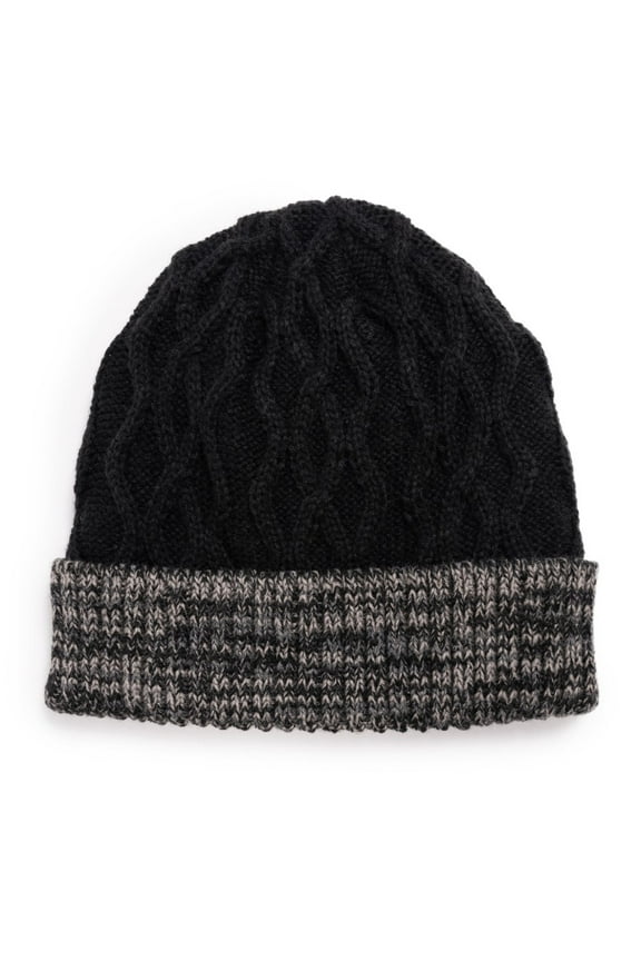 Men's Cable Cuff Cap, Ebony, One Size