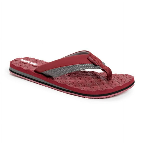 MUK LUKS Men's Chill Cooler Thong -Burgundy Grey 12