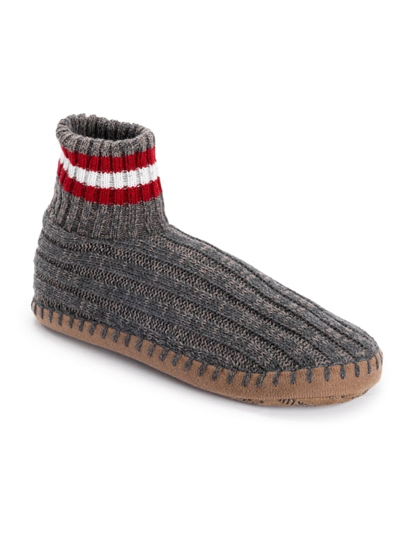 Men's Contrast Stripe Rib Cuff Bootie Slippers