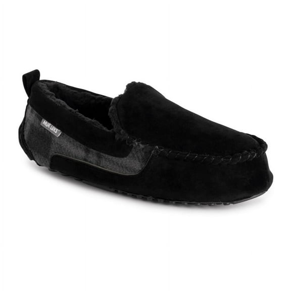 MUK LUKS Men's Emmett Moccasin Slippers - Black, 11