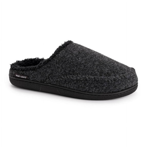 MUK LUKS Men's Faux Wool Clog Slippers-Black S