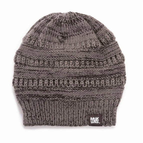 MUK LUKS Men's Marl Beanie, Fossil/Iron Ox, One Size