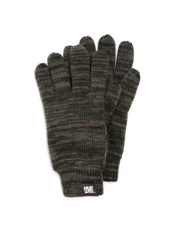 MUK LUKS Men's Marl Gloves, Sleeping Forest/Battleship, OS