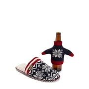 MUK LUKS Men's Rib Knit Scuff Slipper w/ Matching Bottle Sweater