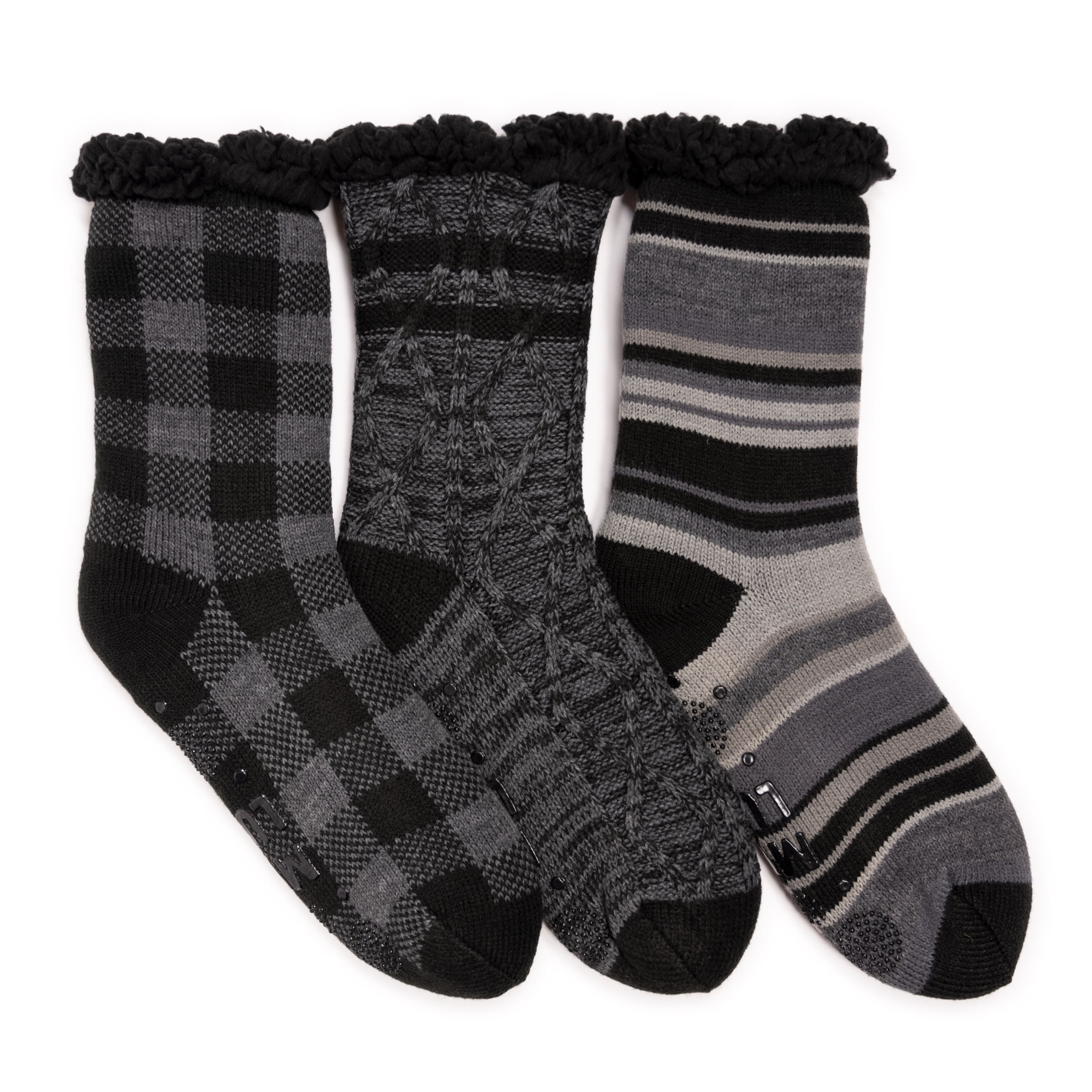 MUK LUKS Men's Set of 3 Pair Cabin Socks