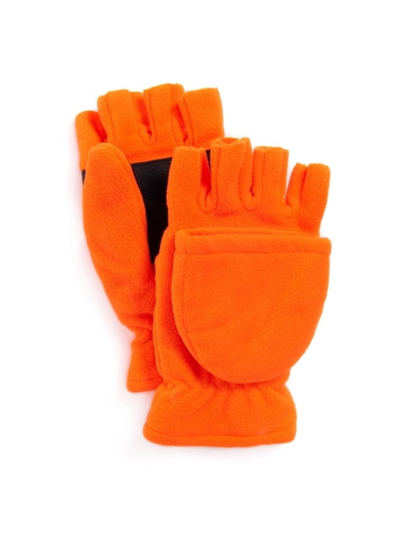 Quietwear Men's Waterproof Fleece Flip Mittens, Blaze, Large