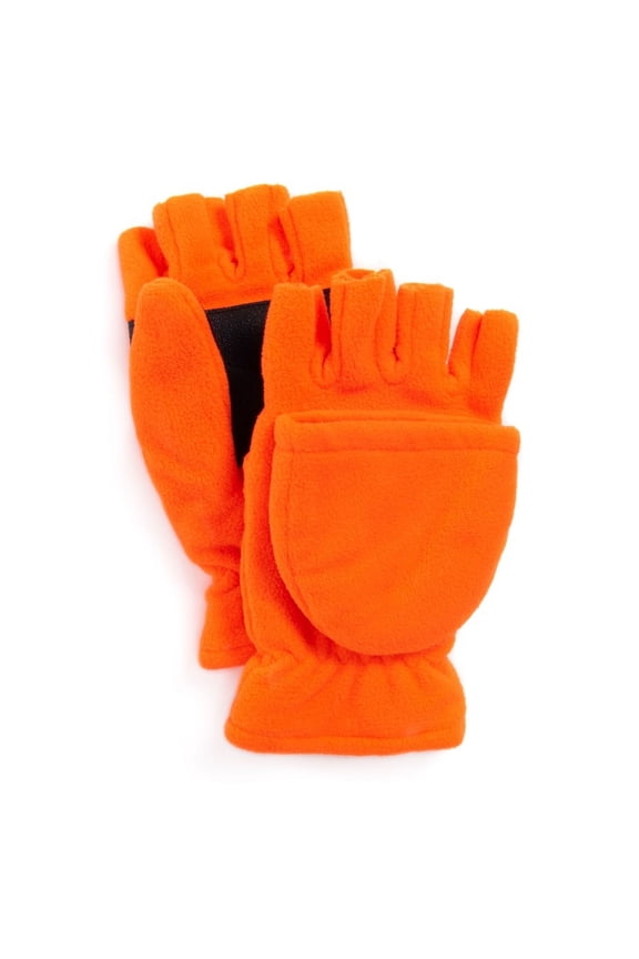 Quietwear Men's Waterproof Fleece Flip Mittens, Blaze, X Large