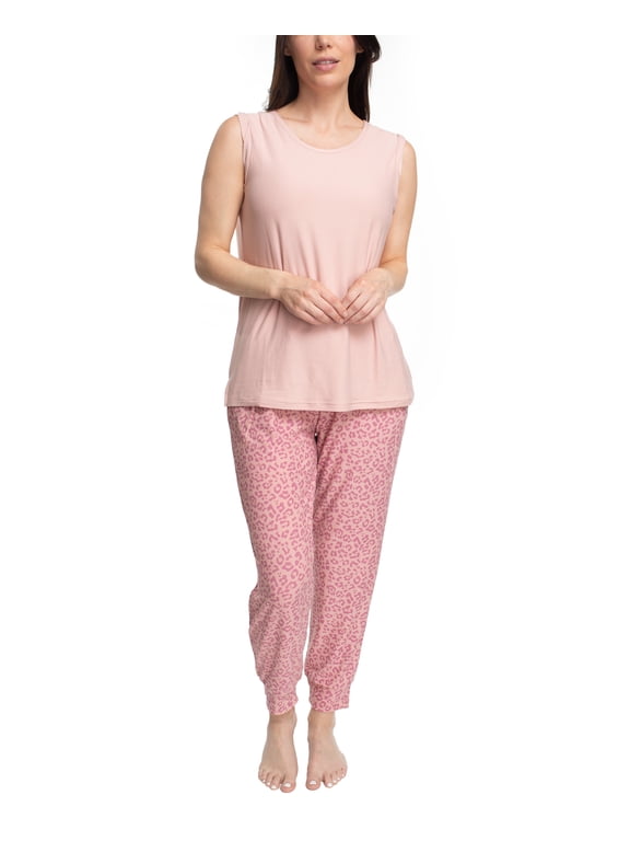Tank and Jogger Pajama Set, Rose Cloud/Animal, Small