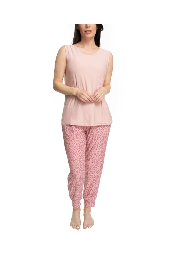 Tank and Jogger Pajama Set, Rose Cloud/Animal, X-Small