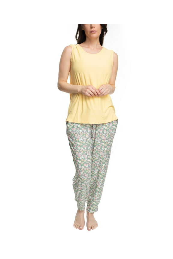Tank and Jogger Pajama Set, Saffron/Flower, Medium