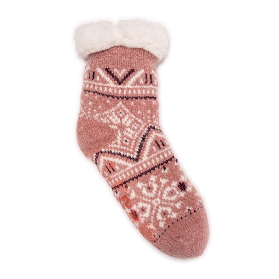 MUK LUKS Women's 1 Pair Pack Tall Cabin Chenille Eyelash Knit Slipper Socks