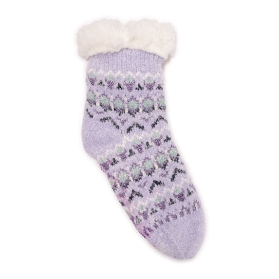 MUK LUKS Women's 1 Pair Pack Tall Cabin Chenille Eyelash Knit Slipper Socks
