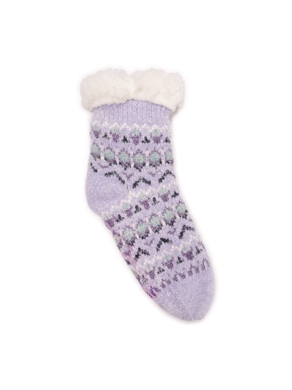 Women's 1 Pair Pack Tall Cabin Chenille Eyelash Knit Slipper Socks