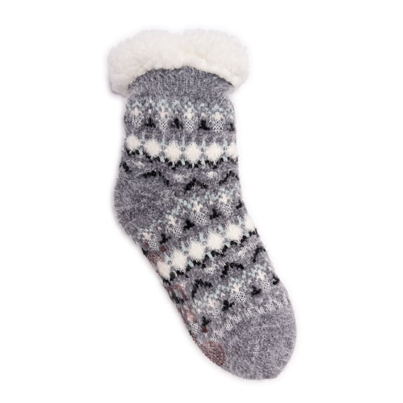 MUK LUKS Women's 1 Pair Pack Tall Cabin Chenille Eyelash Knit Slipper Socks