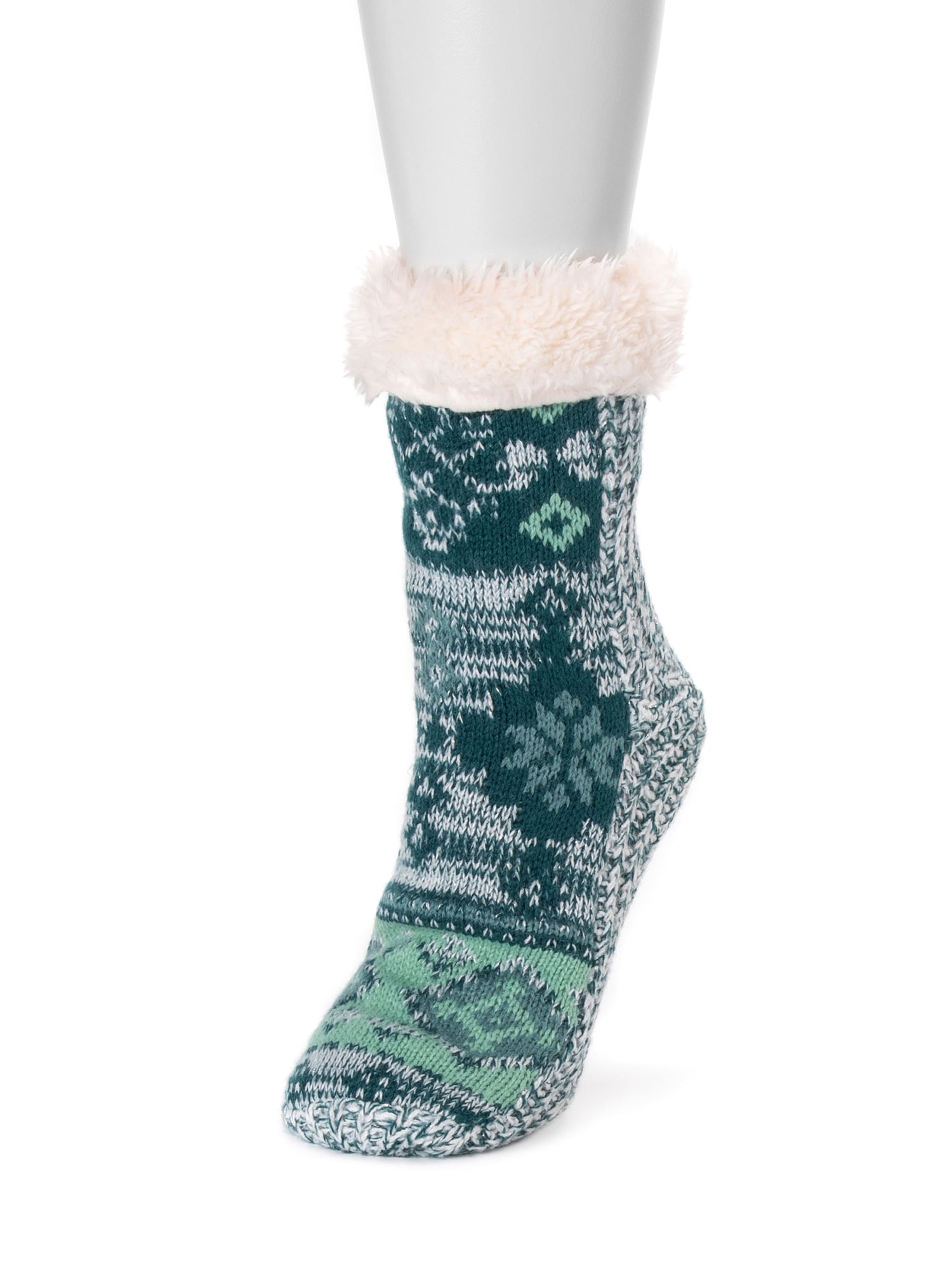 MUK LUKS Women's 1Pair Pieced Cabin Socks