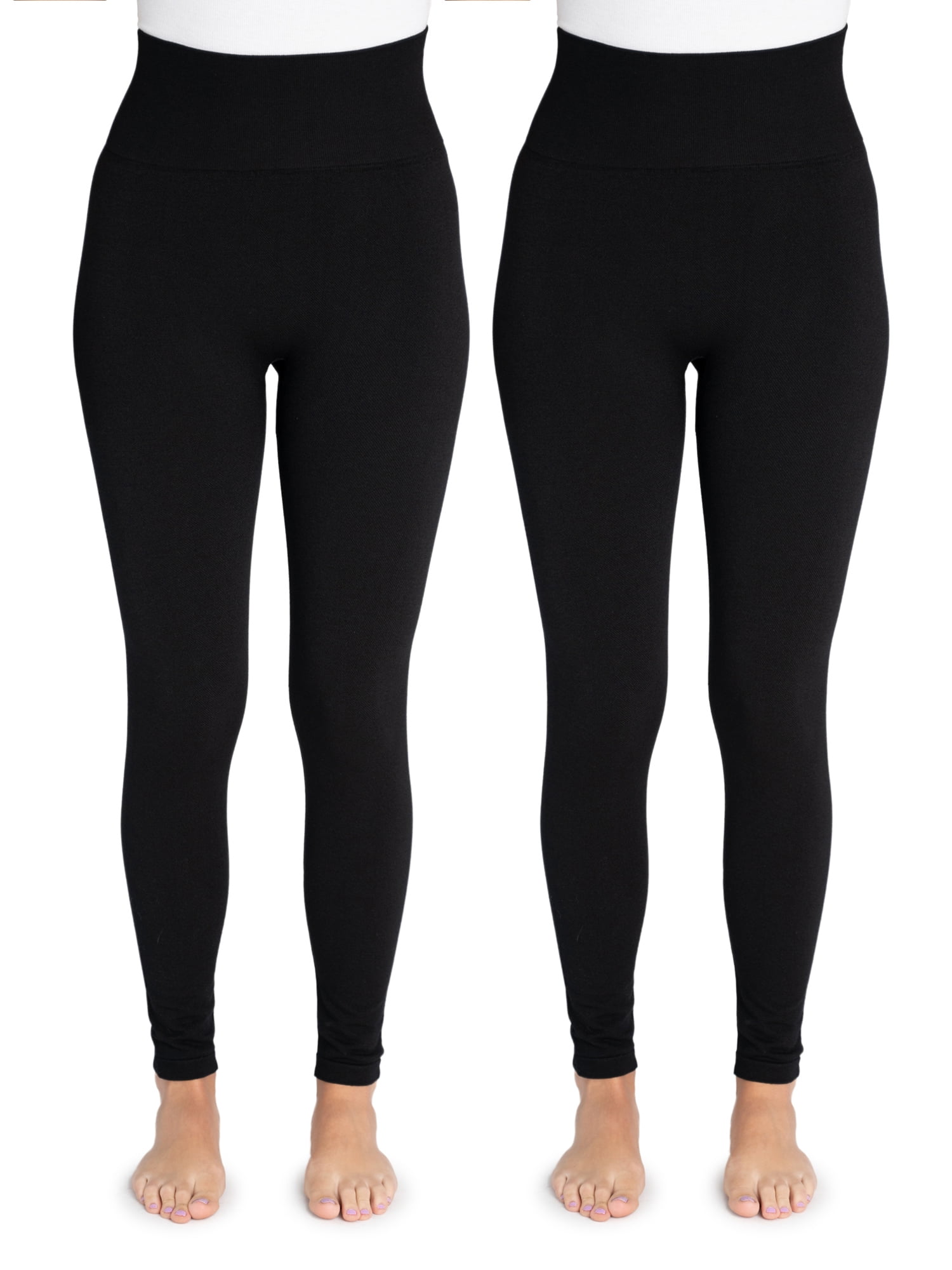 MUK LUKS Women's 2 Pair Jersey Fleece Lined Leggings, 2 Pack, Sizes S/M to 1X/2X