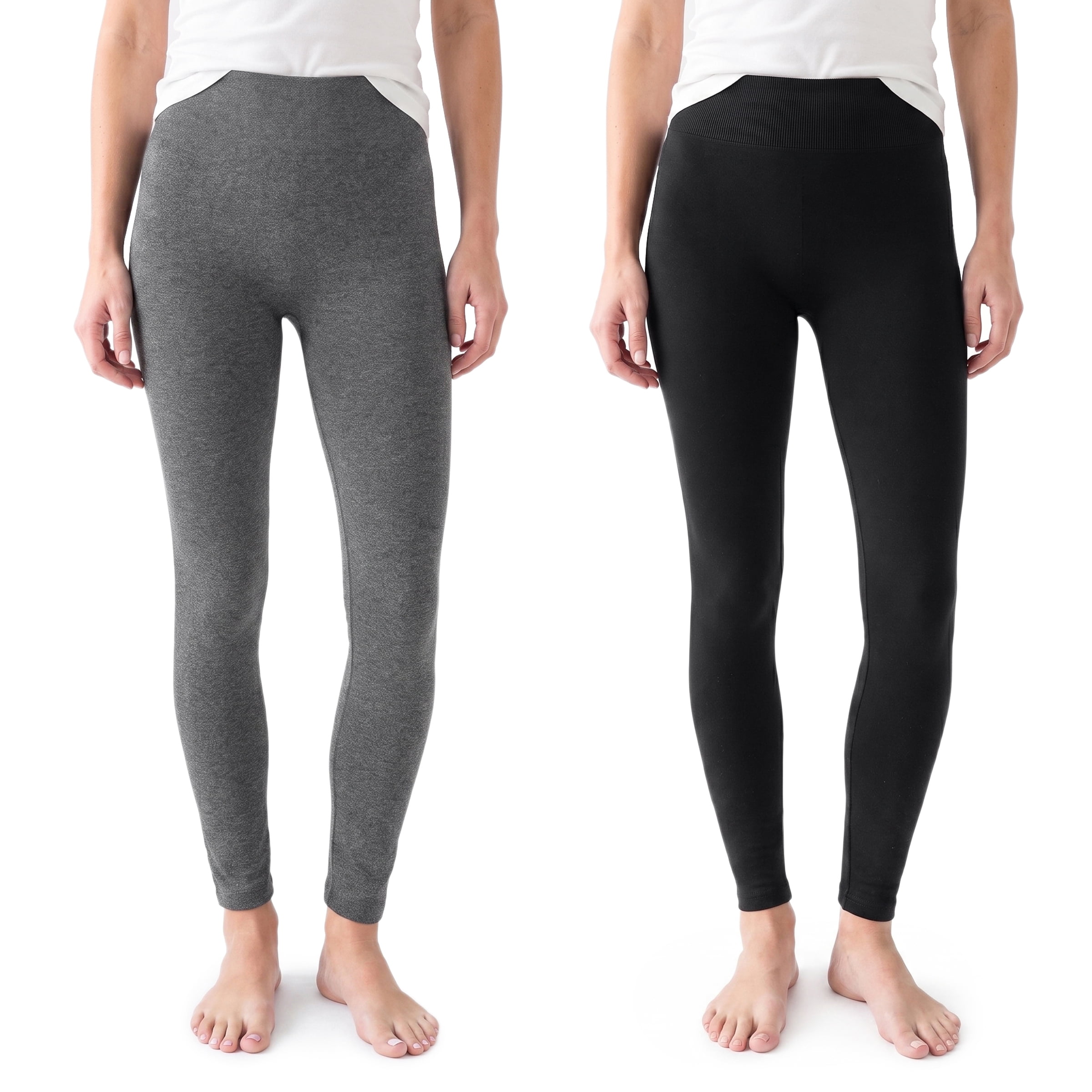 MUK LUKS Women's Jersey Fleece Lined High Waist Leggings, Sizes S/M to 1X/2X, 2-Pack