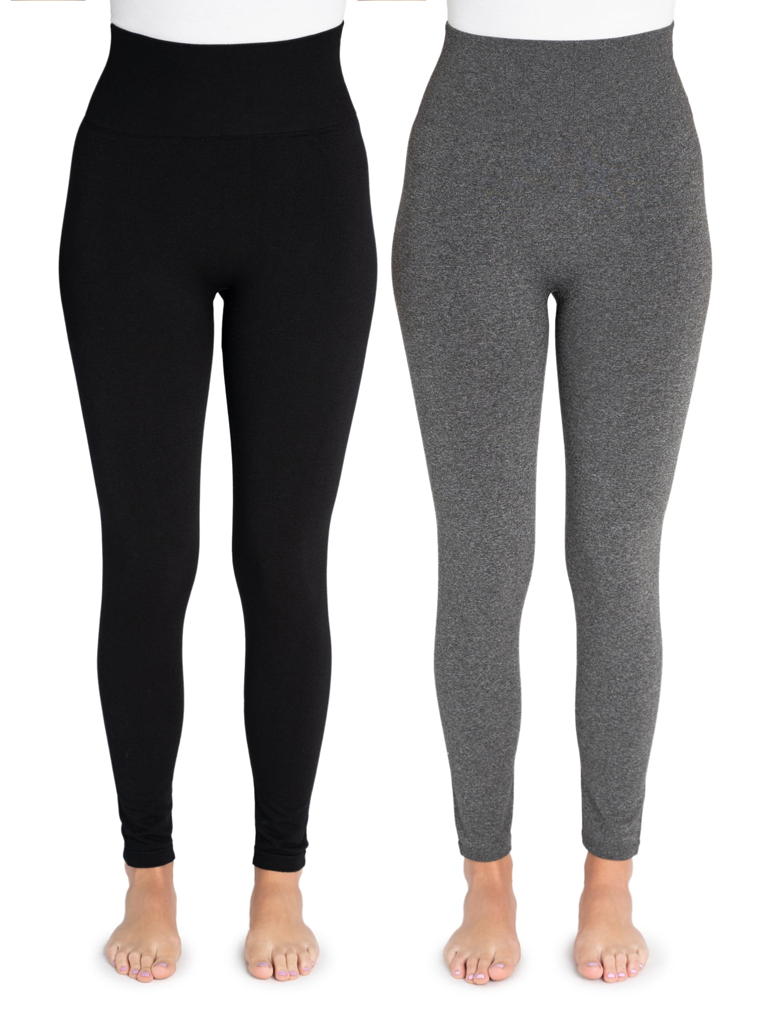 MUK LUKS Women's 2 Pair Jersey Fleece Lined Leggings, 2 Pack, Sizes S/M to 1X/2X
