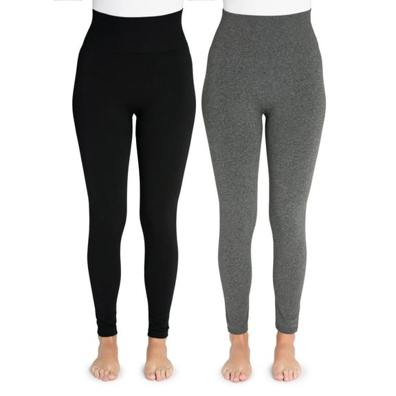 MUK LUKS Women's 2 Pair Jersey Fleece Lined Leggings, 2 Pack, Sizes S/M to 1X/2X