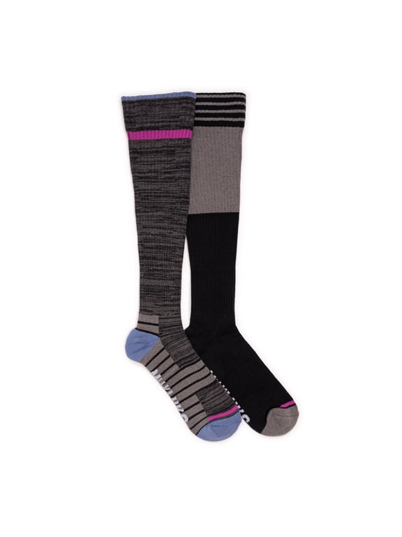Women's 2 Pair Pack Compression Knee High Cotton Socks