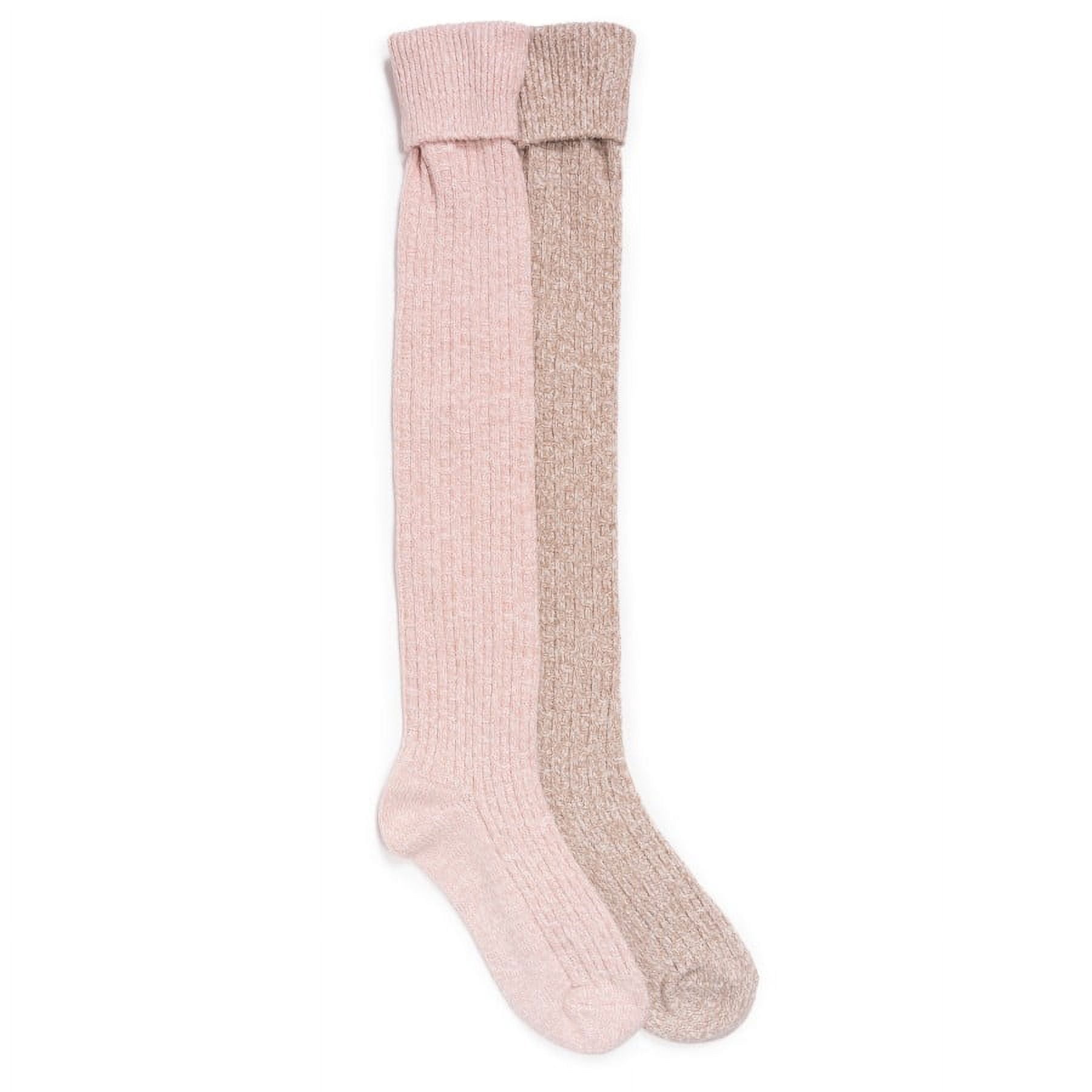 MUK LUKS Women's 2 Pair Pack Marl Over the Knee Socks - Peach/Brown, OS (6 - 11)