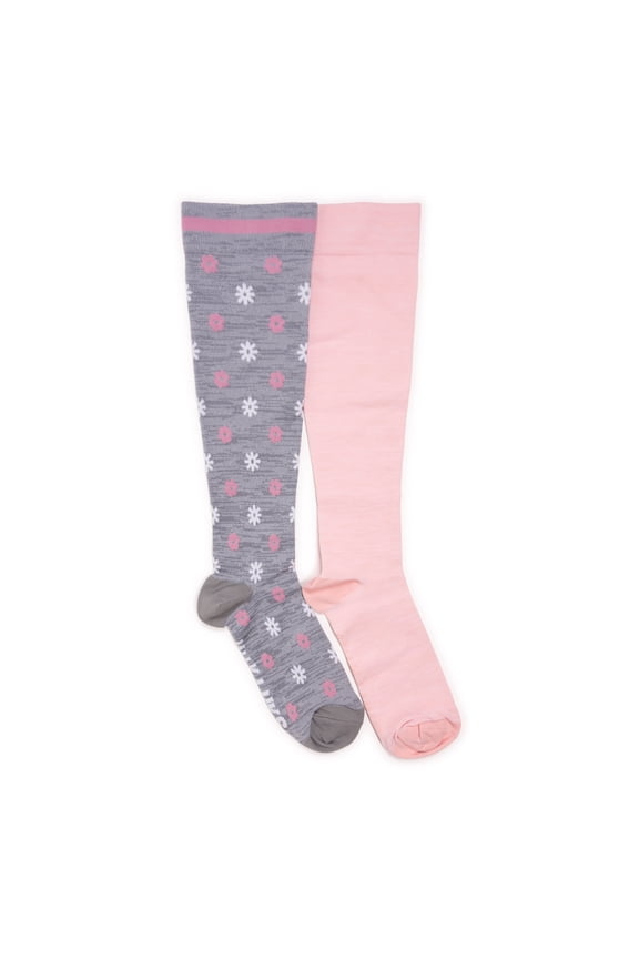 Women's 2 Pair Pack Nylon Compression Knee High Socks