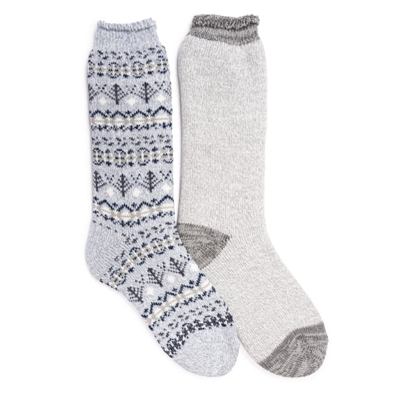 MUK LUKS Women's 2 Pair Pack Tall Heat Retainer Boot Socks