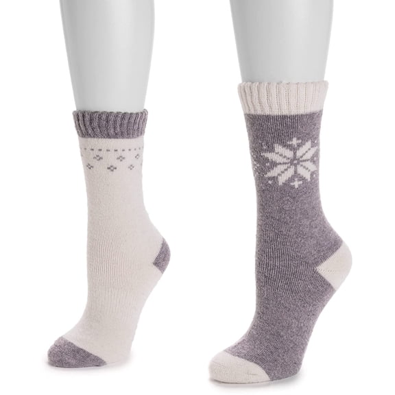 MUK LUKS Women's 2 Pair Pack Wool Boot Socks