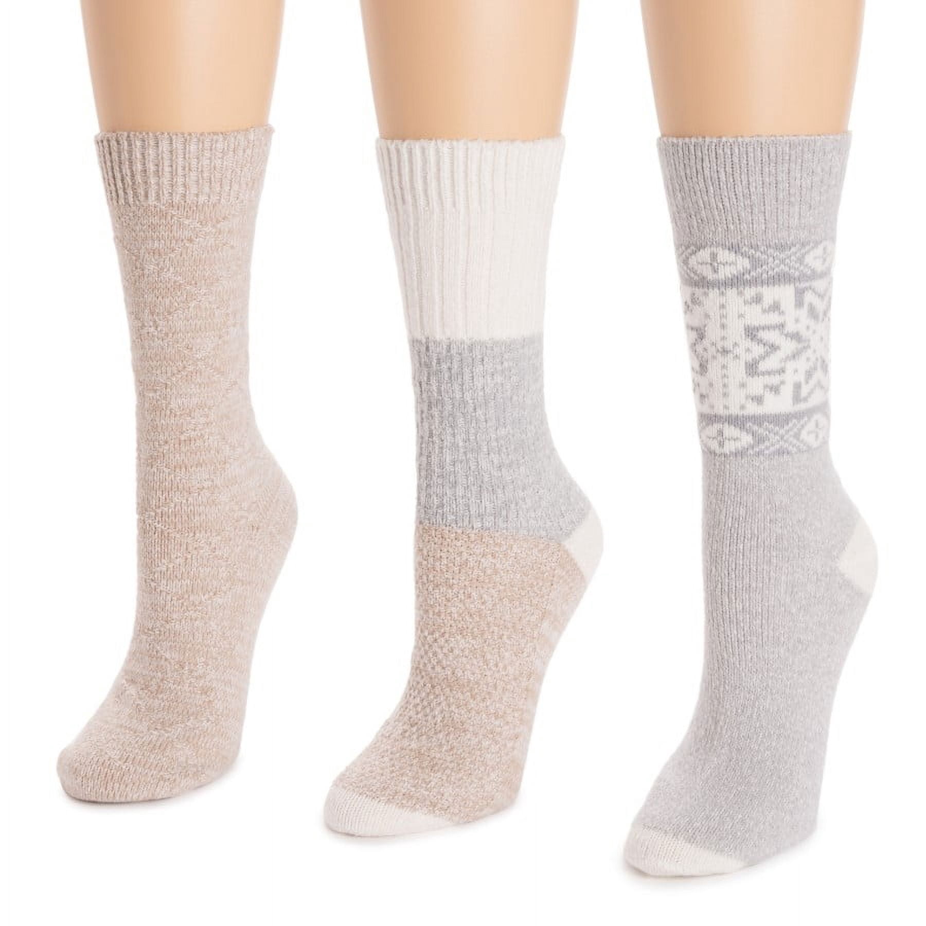 MUK LUKS Women's 3 Pack Boot Socks, Neutrals, OS (611)