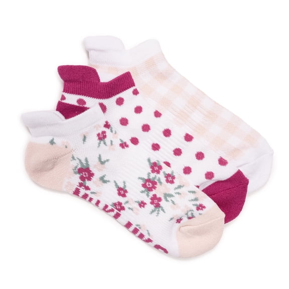 MUK LUKS Women's 3 Pack Cotton Compression Ankle Socks