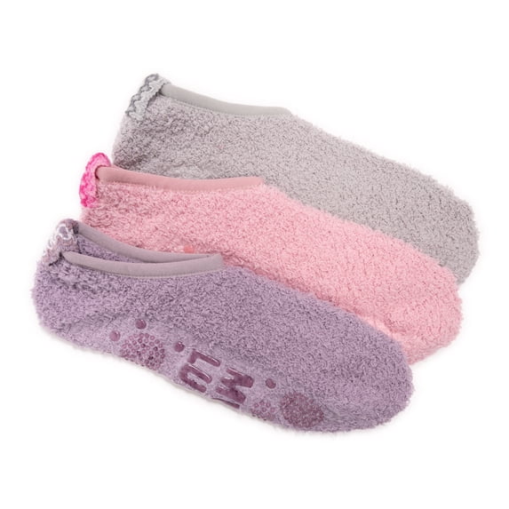 MUK LUKS Women's 3 Pack Ballerina Cozy Socks-Grippers