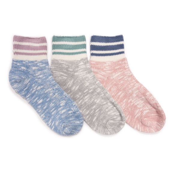 MUK LUKS Women's 3 Pack Rib Cuff Mini Crew Sock