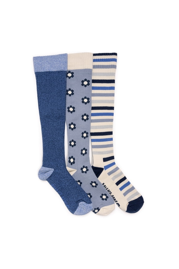 Women's 3 Pack Cotton Compression Knee-High Socks