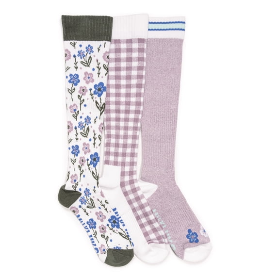 MUK LUKS Women's 3 Pack Cotton Compression Knee-High Socks