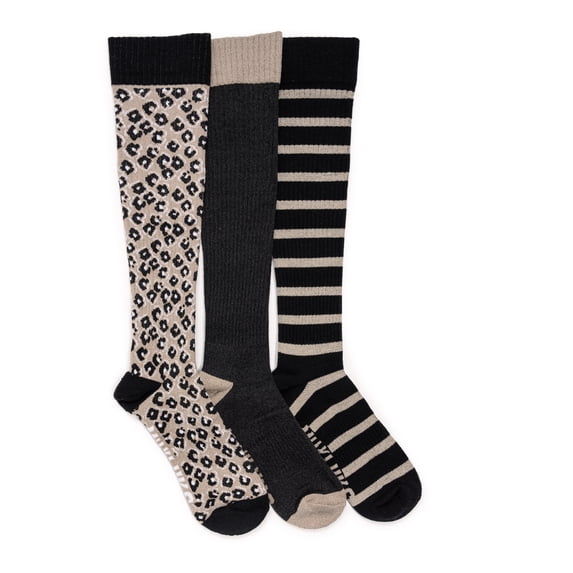 MUK LUKS Women's 3 Pack Cotton Compression Knee-High Socks