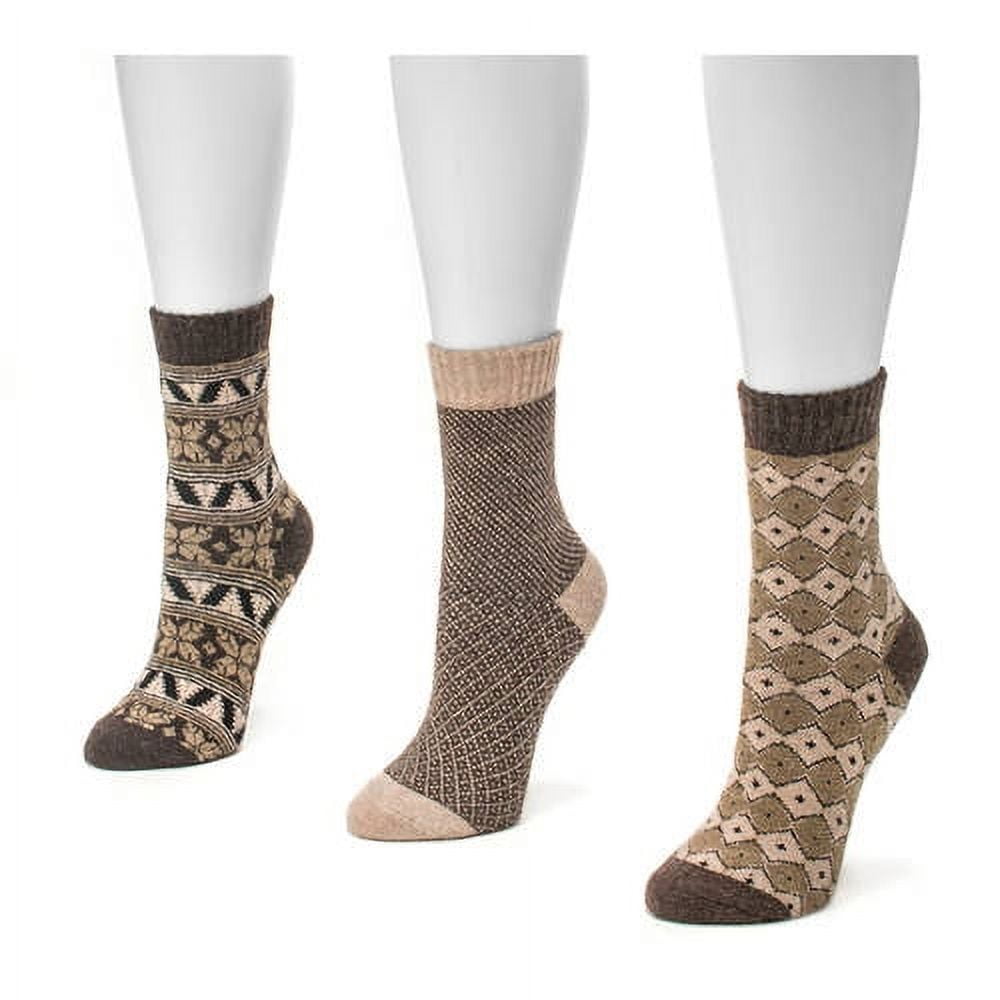 MUK LUKS Women's 3 Pair Holiday Crew Sock Pack