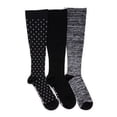 thumbnail image 1 of MUK LUKS Women's 3 Pair Pack Compression Socks, Black Multi, One Size Fits Most, 1 of 6