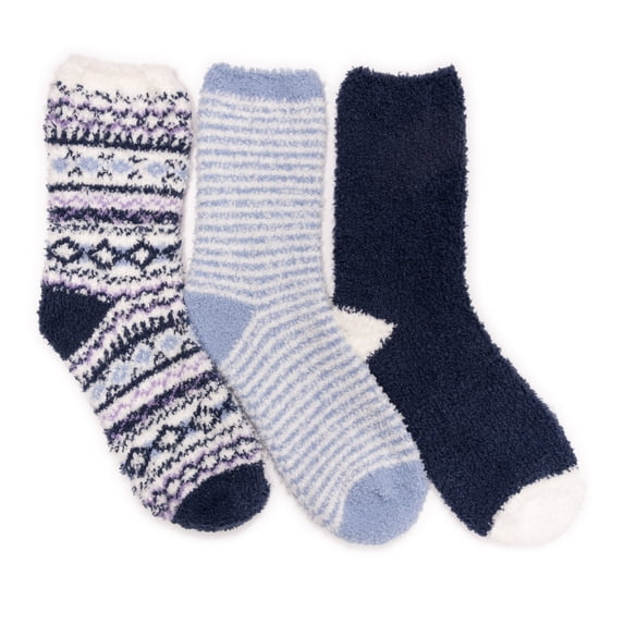 MUK LUKS Women's 3 Pair Pack Crew Cozy Socks